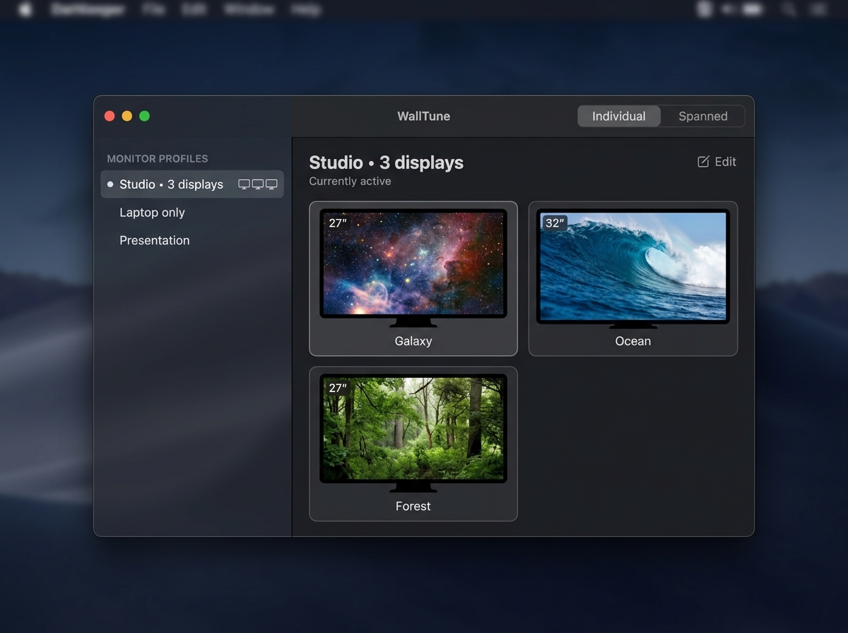 WallTune app interface