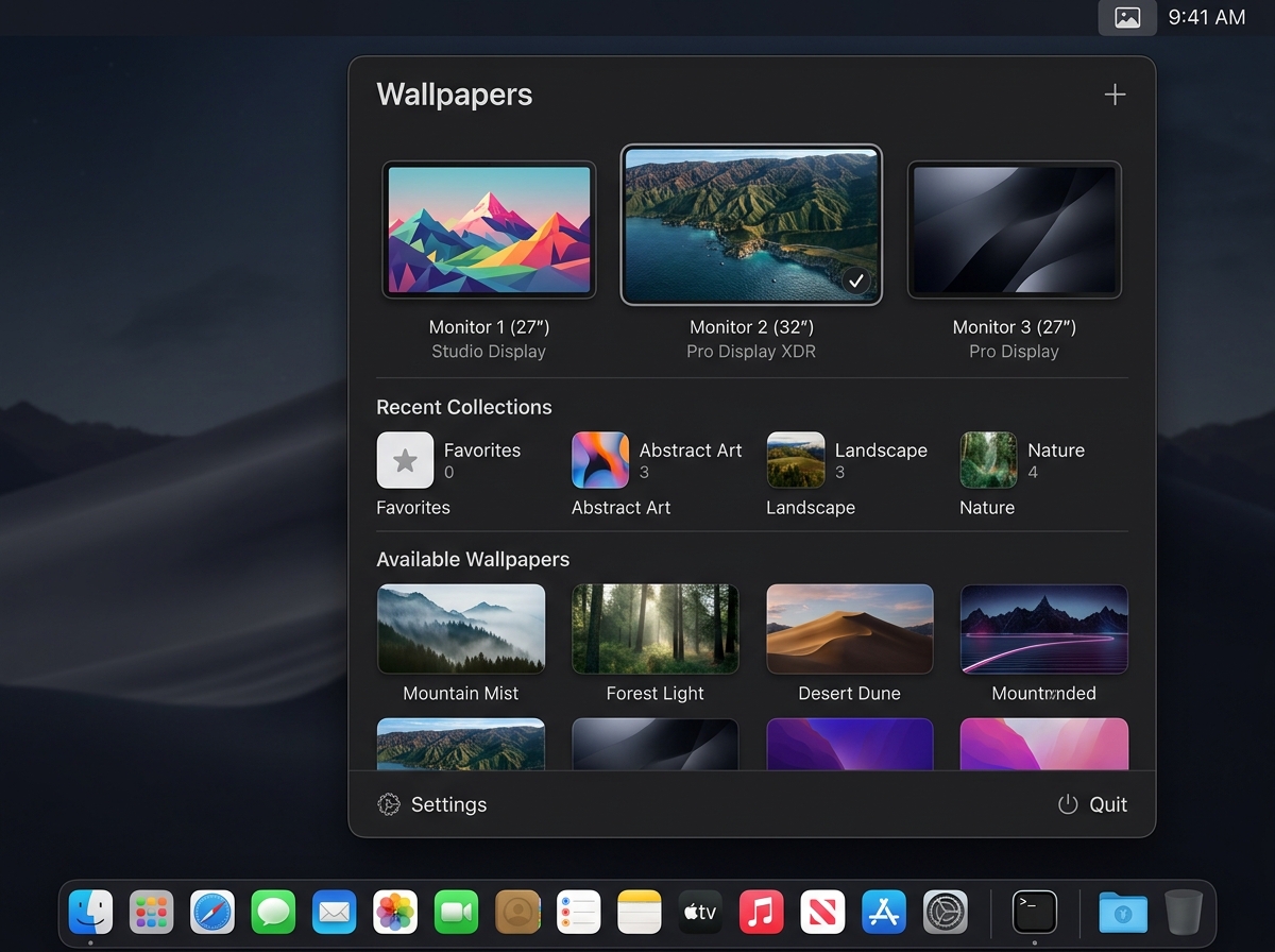 WallTune menu bar interface